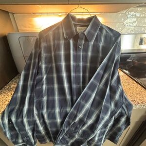 Men's Blue Plaid Dress Shirt